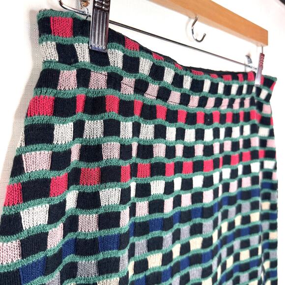 ALDO MARTINS Wool Blend Knit Skirt Size M Stretch Multicolor Eclectic Anthro - Picture 2 of 8